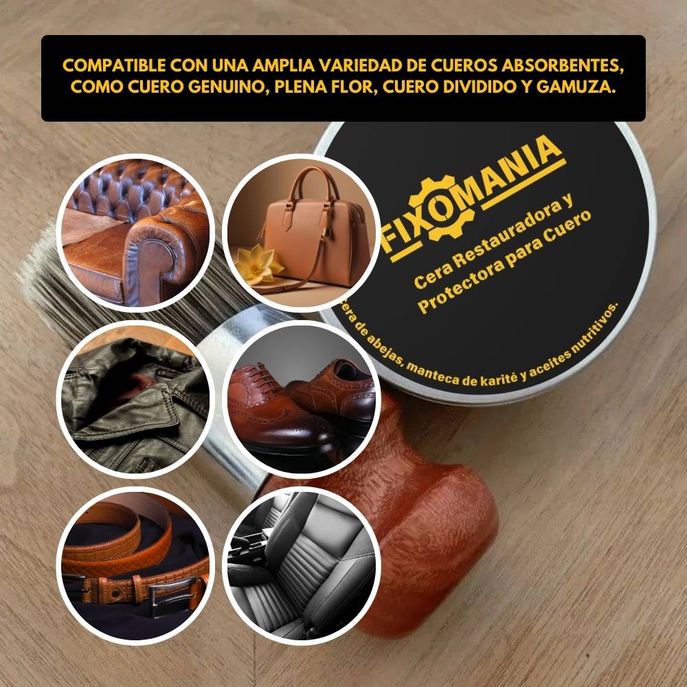 <tc>RenovaCouro™ - Cera restaurativa para couro com cera de beijo, manteiga de Karité e óleos nutritivos.</tc>